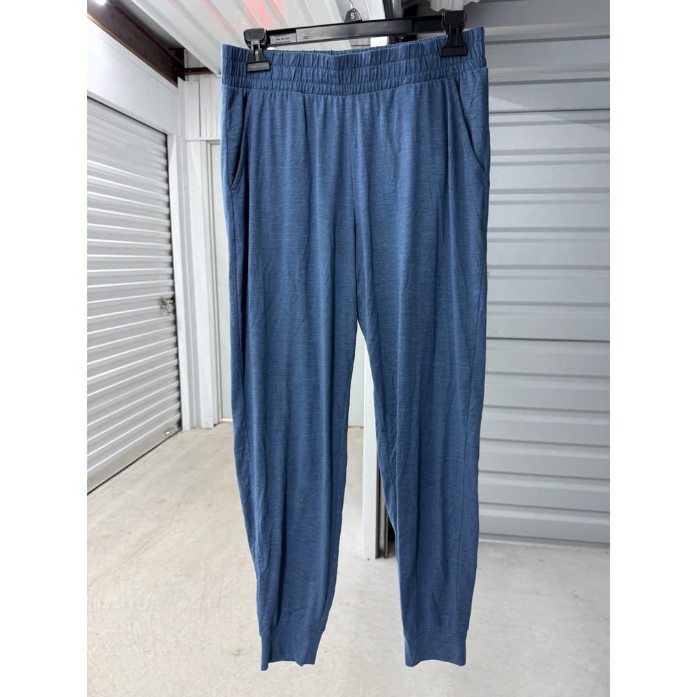 Freely Women Blue Heathered Knit Joggers Elastic Waist Pockets Size Small